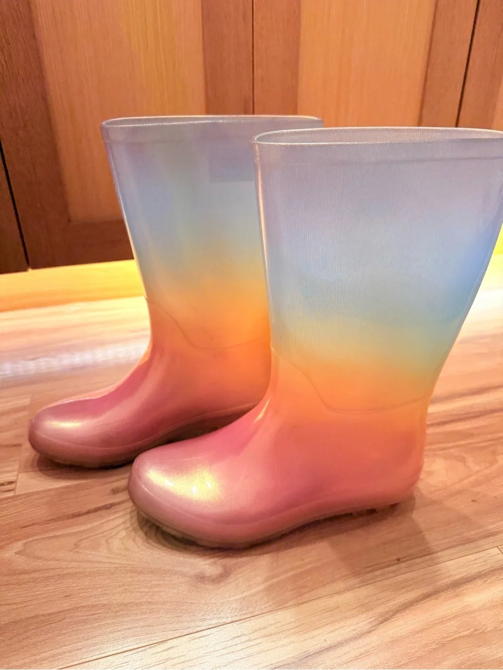 Cat & Jack Kids' Rainbow Ombre Pink Blue Rain Boots- Size 3